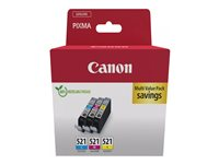 Canon CLI-521 C/M/Y Multi pack - 3-pack - 9 ml - gul, cyan, magenta - original - bläcktank - för PIXMA iP3600, iP4700, MP540, MP550, MP560, MP620, MP630, MP640, MP980, MP990, MX860, MX870 2934B016