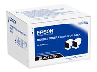 Epson - 2-pack - svart - original - tonerkassett - för Epson AL-C300; AcuLaser C3000; WorkForce AL-C300 C13S050751