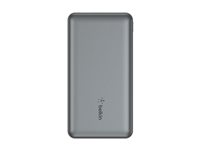 Belkin BoostCharge - Power bank - 10000 mAh - 15 Watt - 3 A - 3 utdatakontakter (2 x USB, USB-C) - på kabel: USB-C - rymdgrå BPB011BTGY