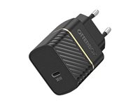 OtterBox Wall Charger - Strömadapter - 30 Watt - 3 A - PD 3.0, USB BC 1.2 (24 pin USB-C) - svart skimmer 78-80483