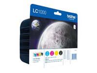 Brother LC1000 Value Pack - 4-pack - svart, gul, cyan, magenta - original - bläckpatron - för Brother DCP-330, 350, 353, 540, 560, 750, 770, MFC-465, 5460, 5860, 660, 680, 845, 885 LC1000VALBPDR