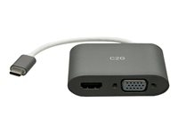 C2G USB C to HDMI & VGA Dual Monitor Adapter - 4K 30Hz - White - Videokort - 24 pin USB-C hane vändbar till HDMI, 15 pin D-Sub (DB-15) hona - vit - stöd för 4K C2G29831