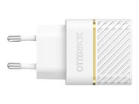 OtterBox Wall Charger - Strömadapter - 30 Watt - 3 A - PD 3.0 (24 pin USB-C) - molndammig vit 78-80484