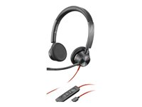 Poly Blackwire 3325 - Blackwire 3300 series - headset - på örat - kabelansluten - 3,5 mm kontakt, USB-C - svart - UC-certifierad 8X221AA