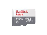 SanDisk Ultra - Flash-minneskort (microSDXC till SD-adapter inkluderad) - 512 GB - Class 10 - mikroSDXC UHS-I SDSQUNR-512G-GN6TA