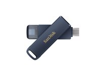 SanDisk Phone Drive - USB flash-enhet - 128 GB - USB-C / Lightning - metallisk himmel SDIXD0N-128G-GN6NE