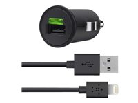 Belkin Car Charger + Lightning ChargeSync Cable - Strömadapter för bil - 10 Watt - 2.1 A (USB, Lightning) - svart F8J090BT04-BLK