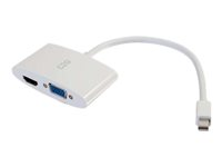 C2G 20cm Mini DisplayPort to HDMI or VGA Adapter Converter 4K UHD - White - Videokort - Mini DisplayPort hane till HDMI, 15 pin D-Sub (DB-15) hona - 20.3 cm - skärmad - vit - stöd för 4K 80936