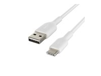 Belkin BoostCharge - USB-kabel - USB-C (hane) till USB (hane) - USB 2.0 - 1 m - vit (paket om 2) CAB001BT1MWH2PK