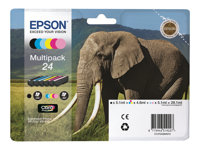 Epson 24 Multipack - 6-pack - svart, gul, cyan, magenta, ljus magenta, ljus cyan - original - blister med RF-larm/akustiskt larm - bläckpatron - för Expression Photo XP-55, 750, 760, 850, 860, 950, 960; Expression Premium XP-750, 850 C13T24284020