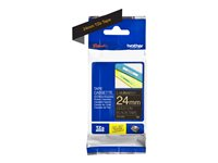 Brother TZe-R354 - Satin - guld på svart - Rulle (2,4 cm x 4 m) 1 kassett(er) bandtejp - för Brother PT-D600; P-Touch PT-2430, 3600, 7600, 9800, D800, E500, E550, H500, P750, P900 TZER354