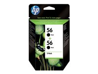 HP 56 - 2-pack - 19 ml - svart - original - bläckpatron - för Deskjet 450, 55XX; Officejet 6110; Photosmart 7150, 7350, 7550; psc 21XX, 2210 C9502AE#301