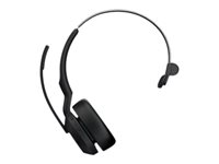 Jabra Evolve2 55 UC Mono - Headset - på örat - Bluetooth - trådlös - aktiv brusradering - USB-A - svart - med laddningsställ - Cisco Webex Certified, Alcatel-Lucent-certifierad, Avaya-certifierad, MFi-certifierad, Google Meet-certifierad, Amazon Chime-certifierad, Google Fast Pair-certifierad 25599-889-989