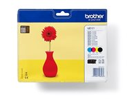 Brother LC121 Value Pack - Svart, gul, cyan, magenta - original - blister - bläckpatron - för Brother DCP-J132W, DCP-J552DW, DCP-J752DW LC121VALBP