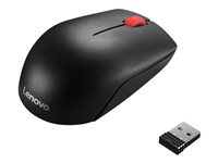 Lenovo Essential Compact - Mus - höger- och vänsterhänta - 3 knappar - trådlös - 2.4 GHz - trådlös USB-mottagare - svart - OEM 4Y50R20864