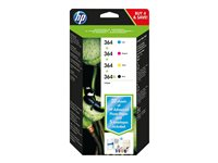 HP 364 Combo Pack - 4-pack - svart, gul, cyan, magenta - original - blister - bläckpatron - för Deskjet 35XX; Photosmart 55XX B111, 6520, 65XX B211, 7510 C311, B110, Wireless B110 E5Y86AE#301