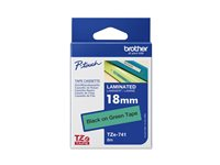 Brother TZe-741 - Standardlim - svart på grön - Rulle (1,8 cm x 8 m) 1 kassett(er) bandlaminat - för Brother PT-D600; P-Touch PT-1880, D450, D800, E310, E550, E800, P900, P950 TZE741
