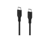 Belkin BoostCharge - USB-kabel - 24 pin USB-C (hane) till 24 pin USB-C (hane) - 2 m - svart - för Apple 10.9-inch iPad Air; Google Pixel 4a, 5, 6; Samsung Galaxy Note20, S21, S21 5G, S22 CAB014BT2MBK