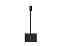 Belkin USB-C to VGA + Charge Adapter - Videokort - USB-C hane till HD-15 (VGA), USB-C (enbart ström) hona - svart - stöd för 1080p, USB Power Delivery (60W) AVC001BTBK