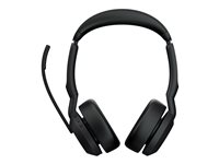 Jabra Evolve2 55 MS Stereo - Headset - på örat - Bluetooth - trådlös - aktiv brusradering - USB-C - svart - Zoomcertifierad, Cisco Webex Certified, Alcatel-Lucent-certifierad, Avaya-certifierad, Unify-certifierad, MFi-certifierad, Google Meet-certifierad, Amazon Chime-certifierad 25599-999-899