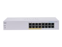 Cisco Business 110 Series 110-16PP - Switch - ohanterad - 8 x 10/100/1000 (PoE) + 8 x 10/100/1000 - skrivbordsmodell, rackmonterbar, väggmonterbar - PoE (64 W) CBS110-16PP-EU