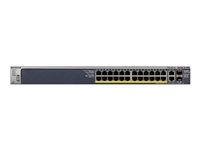 NETGEAR M4100-26-PoE - Switch - L2+ - Administrerad - 24 x 10/100 (PoE) + 2 x 10/100/1000 + 2 x kombinations-SFP - skrivbordsmodell, rackmonterbar - PoE (380 W) FSM7226P-100NES