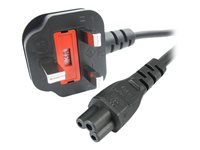 StarTech.com 2 m brittisk strömkabel för bärbara datorer, BS 1363 till C5 (Clover Leaf), 2,5 A 250 V, 18AWG, brittisk ersättningsnätsladd för bärbara datorer, nätsladd för skrivare, laddarkabel för bärbara datorer, strömförsörjningskabel för bärbara datorer - Strömkabel - IEC 60320 C5 till BS 1363 (hane) - AC 250 V - 2 m - formpressad - svart - Storbritannien PXTNB3SUK2M