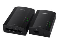 Linksys PowerLine PLSK400 - PowerLine adaptersats 4-ports-switch - HomePlug AV (HPAV) - vägginsticksbar PLSK400-EU