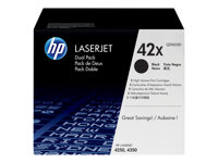 HP 42X - 2-pack - Lång livslängd - svart - original - LaserJet - tonerkassett (Q5942XD) - för LaserJet 4240, 4250, 4350 Q5942XD