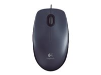 Logitech M100 - Mus - höger- och vänsterhänta - optisk - 3 knappar - kabelansluten - USB - svart 910-001602