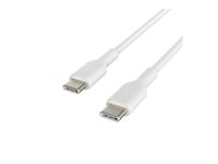 Belkin BoostCharge - USB-kabel - 24 pin USB-C (hane) till 24 pin USB-C (hane) - 2 m - vit CAB003BT2MWH