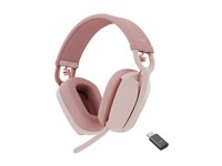Logitech Zone Vibe Wireless - Headset - fullstorlek - Bluetooth - trådlös - USB-C via Bluetooth-adapter - rosa - Certifierad för Microsoft-teams 981-001176