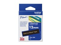 Brother TZe-334 - Standardlim - guld på svart - Rulle (1,2 cm x 8 m) 1 kassett(er) bandlaminat - för Brother PT-D210, D600, H110; P-Touch PT-1005, 1880, E310, E800; P-Touch Cube Plus PT-P710 TZE334