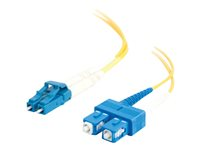 C2G LC-SC 9/125 OS1 Duplex Singlemode PVC Fiber Optic Cable (LSZH) - Patch-kabel - SC enkelläge (hane) till LC enkelläge (hane) - 3 m - fiberoptisk - duplex - 9 / 125 mikrometer - OS1 - halogenfri - gul 85588