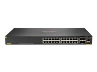 HPE Aruba 6200F 24G Class4 PoE 4SFP+ 370W Switch - Switch - max. staplingsavstånd 10 kms - L3 - Administrerad - 24 x 10/100/1000 (PoE+) + 4 x 1 gigabit/10 gigabit SFP+ (upplänk) - rackmonterbar - PoE+ (370 W) - BTO JL725B#ABB