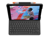 Logitech Slim Folio - Tangentbord och foliefodral - trådlös - Bluetooth - hela norden - grafit - för Apple 10.2-inch iPad (7:e generation, 8:e generation, 9:e generation) 920-009479