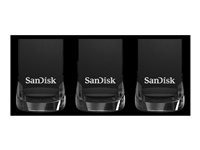 SanDisk Ultra Fit - USB flash-enhet - 32 GB - USB 3.1 - svart (paket om 3) SDCZ430-032G-G46T