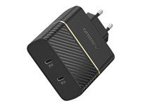 OtterBox Wall Charger - Strömadapter - 50 Watt - 3 A - PD 3.0, USB BC 1.2 - 2 utdatakontakter (24 pin USB-C) - svart skimmer 78-52724