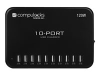 Compulocks 10-Port USB Charging Hub With UK Plug - Strömadapter - 120 Watt - 2.4 A - 10 utdatakontakter (USB) - Storbritannien OR-10PORTUSBHUB-UK