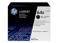 HP 64X - 2-pack - Lång livslängd - svart - original - LaserJet - tonerkassett (CC364XD) - för LaserJet P4015dn, P4015n, P4015tn, P4015x, P4515n, P4515tn, P4515x, P4515xm CC364XD