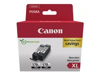 Canon PGI-570PGBK XL Twin Pack - 2-pack - 22 ml - XL - svart - original - bläcktank - för PIXMA TS5051, TS5053, TS5055, TS6050, TS6051, TS6052, TS8051, TS8052, TS9050, TS9055 0318C010