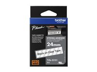 Brother TZe-S151 - Extrastark häftning - svart på klar - Rulle ( 2,4 cm x 8 m) 1 kassett(er) bandlaminat - för Brother PT-D600, P750, P950; P-Touch PT-3600, 9800, D610, D800, E500, E550, H500, P750 TZES151