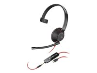 Poly Blackwire 5210 - Blackwire 5200 series - headset - på örat - kabelansluten - 3,5 mm kontakt, USB-C - svart - Certifierad för Skype for Buisness, Zoomcertifierad, Certifierad för Microsoft-teams, Avaya-certifierad, Cisco Jabber-certifierad, Works With Chromebook Certified, UC-certifierad 8X230A6