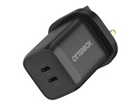 OtterBox - Strömadapter - 65 Watt - 3 A - PD/PPS - 2 utdatakontakter (24 pin USB-C) - svart 78-81348