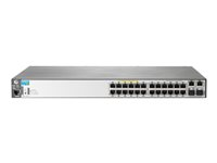 HPE Aruba 2620-24-PoE+ - Switch - L4 - Administrerad - 24 x 10/100 (PoE) + 2 x 10/100/1000 + 2 x SFP - skrivbordsmodell, rackmonterbar - PoE J9625A