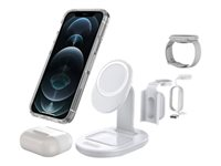 OtterBox - Trådlöst laddställ - 3-i-1 - lucid dreamer, vit, silver - för Apple iPhone 12, 12 mini, 12 Pro, 12 Pro Max, 13, 13 mini, 13 Pro, 13 Pro Max 78-80598