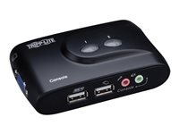 Tripp Lite 2-Port Desktop Compact USB KVM Switch with Audio & Cable Kit - Omkopplare för tangentbord/video/mus - 2 x KVM port(s) - 1 lokal användare - skrivbordsmodell B004-VUA2-K-R