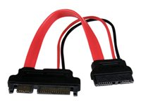 StarTech.com 6in Slimline SATA to SATA Adapter with Power - Slim SATA (F) to SATA (M) - Slimline Serial ATA to SATA (SLSATAADAP6) - SATA-adapter - Serial ATA 150/300/600 - Smal SATA (hona) till SATA-kombination (hane) - röd SLSATAADAP6
