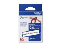 Brother TZe-R251 - Satin - svart på vitt - Rulle (2,4 cm x 4 m) 1 kassett(er) bandtejp - för Brother PT-D600; P-Touch PT-3600, D800, E500, E550, P750, P900; P-Touch Cube Pro PT-P910 TZER251