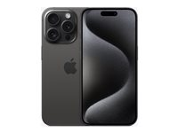 Apple iPhone 15 Pro - 5G smartphone - dual-SIM / Internal Memory 512 GB - OLED-skärm - 6.1" - 2556 x 1179 pixlar (120 Hz) - 3 st. bakre kameror 48 MP, 12 MP, 12 MP - front camera 12 MP - svart titan MTV73QN/A